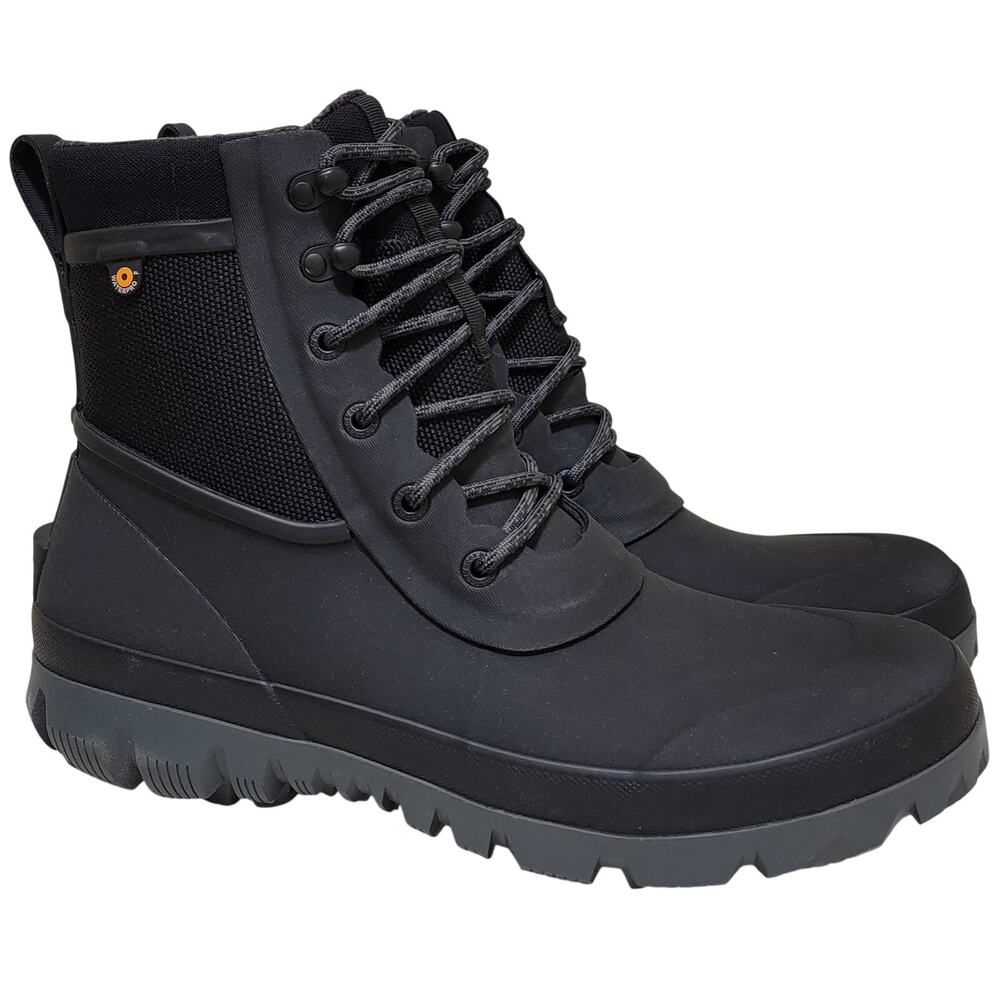 BOGS Men Arcata Lace Up Waterproof Combat Boots Size US 12 Black Rubber